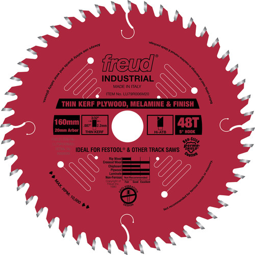 Blades | Freud LU79R006M20 160mm 48 Tooth Thin Kerf Ultimate Plywood and Melamine Saw Blade image number 0