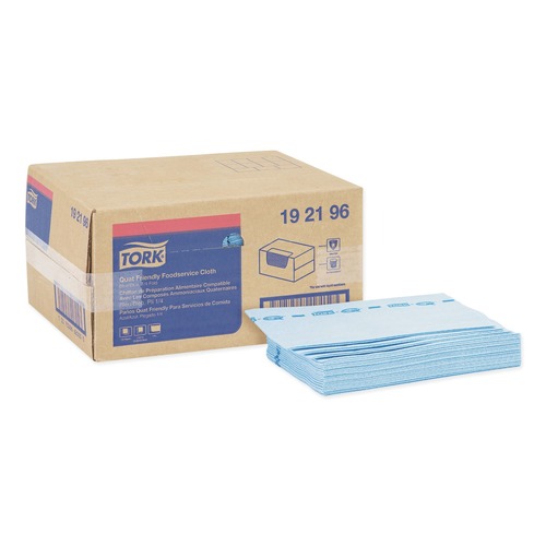 Cleaning Cloths | Tork 192196 13 in. x 21 in. Quat Friendly 1/4 Fold Foodservice Cloths - Blue (150/Carton) image number 0
