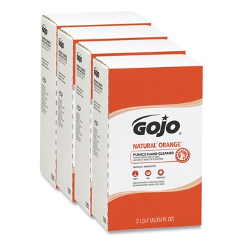 GOJO Industries 7255-04 2000 mL NATURAL ORANGE Pumice Hand Cleaner Refill - Citrus Scent (4/Carton)