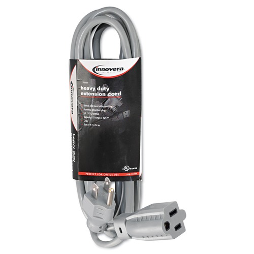  | Innovera IVR72209 13 Amps 9 ft. Heavy-Duty Indoor Extension Cord - Gray image number 0