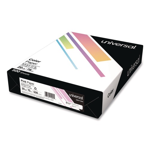 Paper & Printables | Universal UNV11204 8.5 in. x 11 in. 20 lbs Deluxe Colored Paper - Pink (500/Ream) image number 0