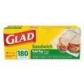 $99 and Under Sale | Glad 60771 Fold-Top Sandwich Bags, 6.5-in X 5.5-in, Clear, 180/box, 12 Boxes/carton image number 0