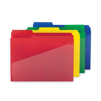 Smead 0.75 in. Expansion Letter Size Poly Colored File Folders with Slash Pocket - Assorted Colors (12/Pack)