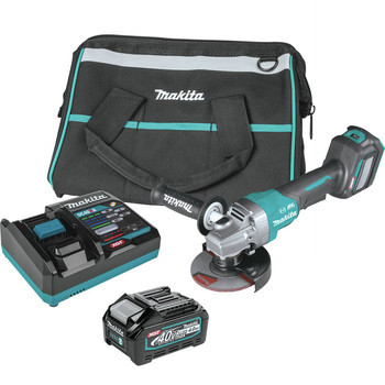 Makita GAG06M1 40V Max XGT Brushless Lithium-Ion 4-1/2 in./5 in. Cordless Paddle Switch Angle Grinder Kit with Electric Brake and AWS (4 Ah)