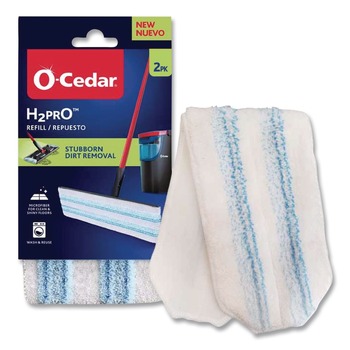 O-Cedar H2prO 9.25 in. x 4.38 in. Flat Mop Head Replacement - Blue/White (2/Pack)