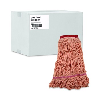 Boardwalk 12/Carton Super Loop Cotton/Synthetic Wet Mop Heads - Large, Orange