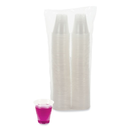 Boardwalk BWKTRANSCUP3PK 3 oz. Polypropylene Plastic Cold Cups - Translucent (125/Pack) image number 0