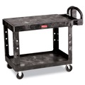 Utility Carts | Rubbermaid Commercial FG452500BLA 25.25 in. x 44 in. x 38.13 in. 500 lbs. Capacity 2 Flat Shelves Plastic Utility Cart - Black image number 0