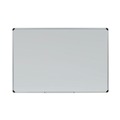 Office Jansan | Universal UNV43843 72 in. x 48 in. Deluxe Porcelain Magnetic Dry Erase Board - White Surface/Silver/Black Aluminum Frame image number 0