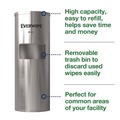 Paper & Dispensers | Tork 192853 15 in. x 15 in. x 37.25 in. Stainless Steel Wet Wipe Stand image number 1