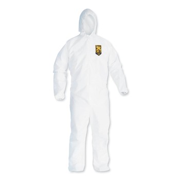 Ansell A20 Breathable Particle Protection Coveralls with Zipper Front - Large, White (24/Carton)