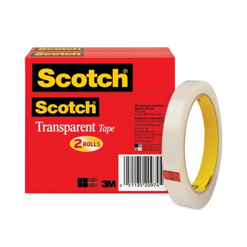 Scotch 0.5 in. x 72 yds 3 in. Core Tape - Transparent (2/Pack)