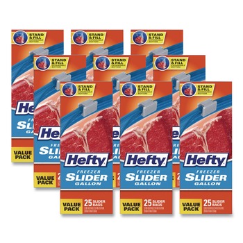 Hefty 10.56 in. x 11 in. 1-Gallon Slider Stand and Fill Freezer Storage Bags - Clear (225/Carton)