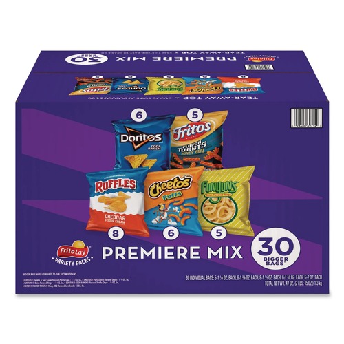Snacks | Frito-Lay 028400697149 Premiere Mix Variety Pack - Assorted Flavors/Sizes (30/Carton) image number 0