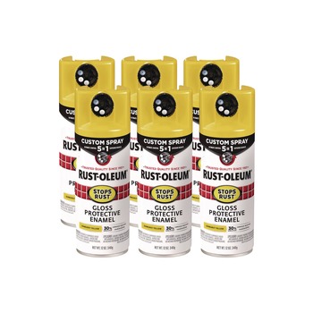 Rust-Oleum Stops Rust 5-in-1 Spray Paint, Gloss Sunburst Yellow, 12 oz Aerosol Can, 6/Carton