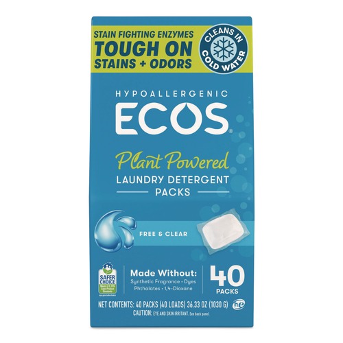 Cleaning & Janitorial Supplies | ECOS 963706 Laundry Detergent Packs - Free and Clear (40/Pack) image number 0