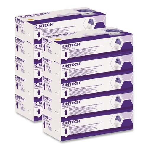Disposable Gloves | Ansell 55082 6 mil Thick 9.5 in. Long Powder-Free PURPLE NITRILE Exam Gloves - Medium, Purple (100/Box) image number 0