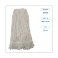 Mops | Boardwalk BWK424RCT 24 oz. Rayon Pro Loop Web/Tailband Wet Mop Head - White (12/Carton) image number 4