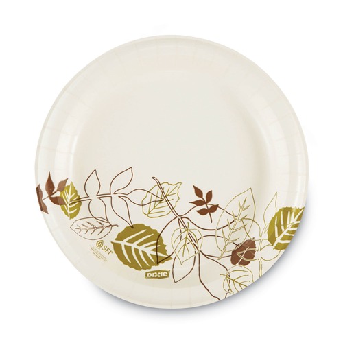  | Dixie UX9WS Pathways Soak-Proof Shield WiseSize 8.5 in. Paper Plates - Green/Burgundy (125/Pack, 4 Packs/Carton) image number 0