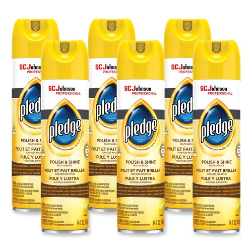 Cleaning & Janitorial Supplies | Pledge 301168 14.2 oz. Aerosol Can Furniture Polish - Lemon (6/Carton) image number 0