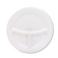 Bowls and Plates | Dart 9CPWQR 9 in. Diameter 3-Compartment Mediumweight Foam Plates - White (125/Pack) image number 0