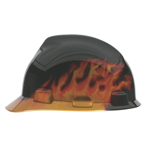 Hard Hats | MSA 10092015 Specialty V-Gard Protective Cap with Fas-Trac Suspension - Black Fire image number 0