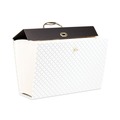 Office Jansan | U Brands 2201U02-06 2/5-Cut Tabs 5.25 in. Expansion Letter Size 19 Sections Twist-Lock Latch Closure Expanding File Box - White/Black/Gold image number 2