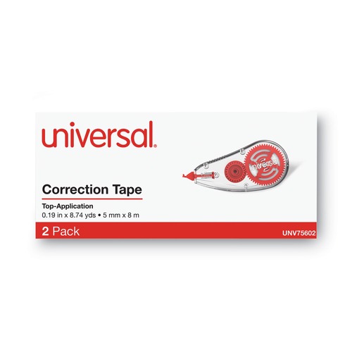 Universal UNV75602 1/5 in. x 315 in. Non-Refillable, Correction Tape Dispenser (2/Pack) image number 0