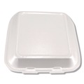 Food Service | Plastifar 12109 7.56 in. x 8.25 in. x 2.38 in. 3-Compartment Foam Hinged Lid Containers - White (200/Carton) image number 1