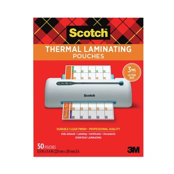 Scotch 9 in. x 11.5 in. 3 mil Laminating Pouches - Gloss Clear (50/Pack)