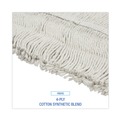 Mops | Boardwalk BWK1636 36 in. x 5 in. Disposable Cotton/Synthetic Dust Mop Head w/Sewn Center Fringe - White image number 4