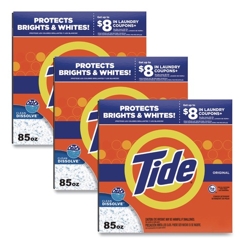 Cleaning & Janitorial Supplies | Tide 80811552 85 oz HE Powder Laundry Detergent - Original Scent (3/Carton) image number 0