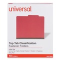  | Universal UNV10203 Bright Colored Pressboard Classification Folders - Letter, Ruby Red (10/Box) image number 0