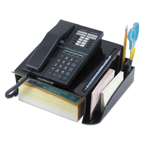  | Universal UNV08116 12-1/4 in. x 10-1/2 in. x 5-1/4 in. Telephone Stand and Message Center - Black image number 0