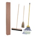 Office Jansan | Boardwalk BWKCLEANKIT Medium Blue Cotton/Rayon/Synthetic Head and 60 in. Natural/Yellow Wood/Metal Handle Cleaning Kit (1-Kit) image number 4