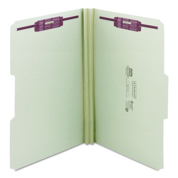 Smead Recycled Pressboard Fastener Folders with 1/3-Cut Tabs - Legal, Gray/Green (25/Box)