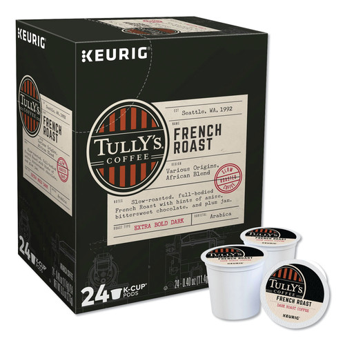 Office Jansan | Tully's Coffee 5000330024 Coffee K-Cups - French Roast Decaf (96/Carton) image number 0