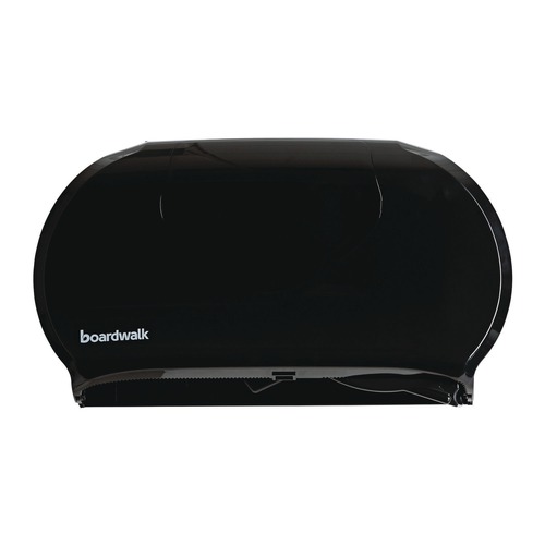 Paper Towels and Napkins | Boardwalk R4070BKBW 20.25 in. x 6 in. x 12.25 in. Jumbo Twin Toilet Tissue Dispenser - Black image number 0