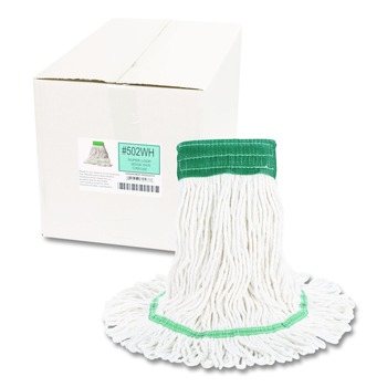 Boardwalk Super Loop Wet Mop Head with Cotton/Synthetic Fiber and 5 in. Headband - Medium, White (12/Carton)