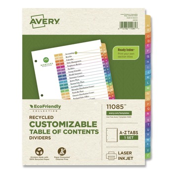 Avery Ready Index 11 in. x 8.5 in. 26-Tab A to Z Customizable Table of Contents Dividers with Multicolor Tabs - White (1-Set)