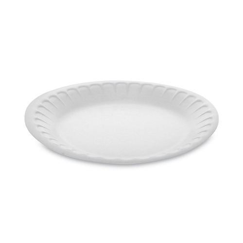 Food Service | Pactiv Corp. YTH100070000 7 in. Diameter Unlaminated Foam Dinnerware Plate - White (900/Carton) image number 0