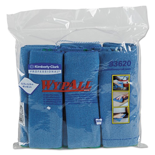 Office Jansan | WypAll KCC 83620 15-3/4 in. x 15-3/4 in. Reusable Microfiber Cloths - Blue (24/Carton) image number 0