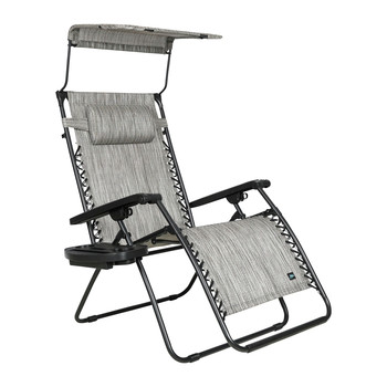 OUTDOOR LIVING | Bliss Hammock GFC-451WP 360 lbs. Capacity 30 in. Zero Gravity Chair with Adjustable Sun-Shade - X-Large, Platinum