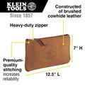 Klein Tools 5139L 12-1/2 in. Top-Grain Leather Zipper Bag - Brown image number 1