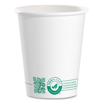 SOLO 370PLA-PLANET 10 oz Compostable Paper Hot Cups - White/Green (20/Carton)