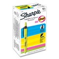 Office Jansan | Sharpie 28025 Fluorescent Yellow Ink Chisel Tip Retractable Highlighters - Yellow/Black Barrel (1 Dozen) image number 5