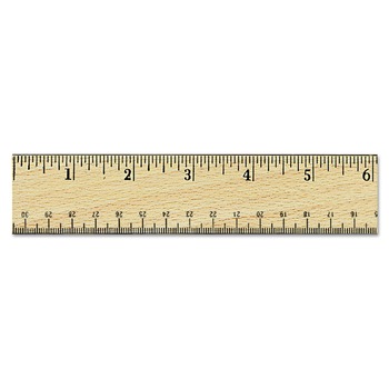 RULERS AND YARDSTICKS | Universal UNV59021 12 in. Long, Standard, Flat Wood Ruler with Double Metal Edge - Clear Lacquer Finish