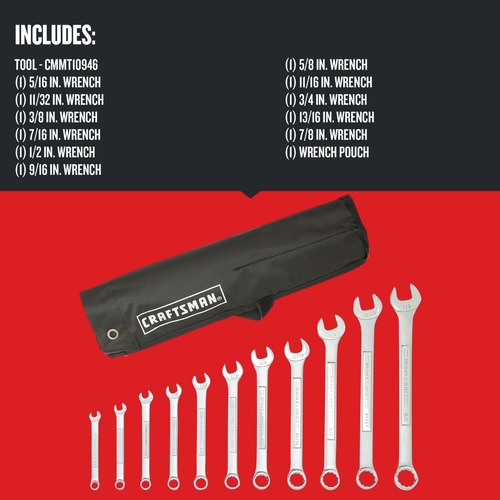 Craftsman CMMT10946 11 Piece SAE Combination Wrench Set CPO Outlets