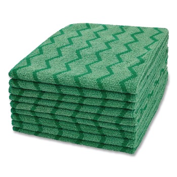 Rubbermaid Commercial FGQ62000GR00 16 in. x 16 in. Microfiber Reusable Cleaning Cloths - Green (12/Carton)