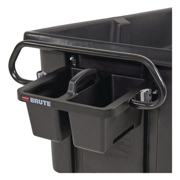 Rubbermaid Commercial BRUTE 25.45 in. x 12.82 in. x 15 in. Ergonomic Rotomolded Tilt Truck Handle and Caddy - Black